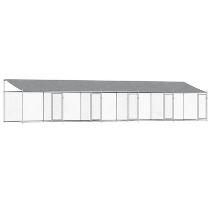 Gabbia Cani con Tetto e Porte Grigia 10x2x2 m Acciaio Zincato | homemem39