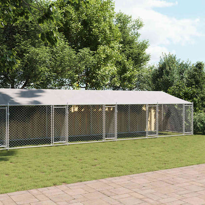 Gabbia Cani con Tetto e Porte Grigia 10x2x2 m Acciaio Zincato | homemem39