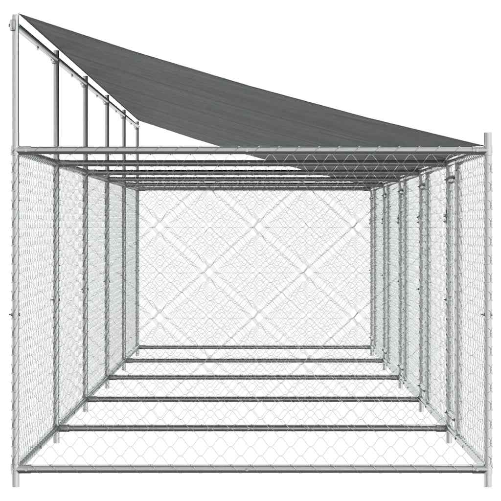 Gabbia Cani con Tetto e Porte Grigia 10x2x2 m Acciaio Zincato | homemem39