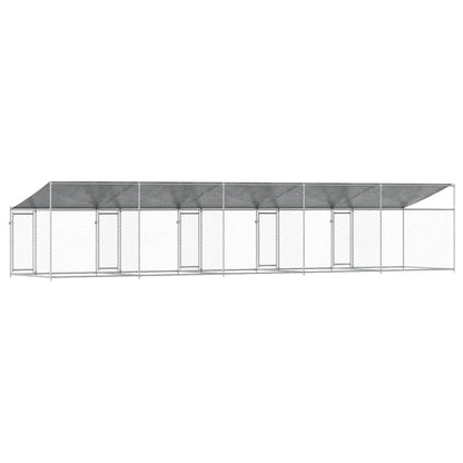 Gabbia Cani con Tetto e Porte Grigia 10x2x2 m Acciaio Zincato | homemem39