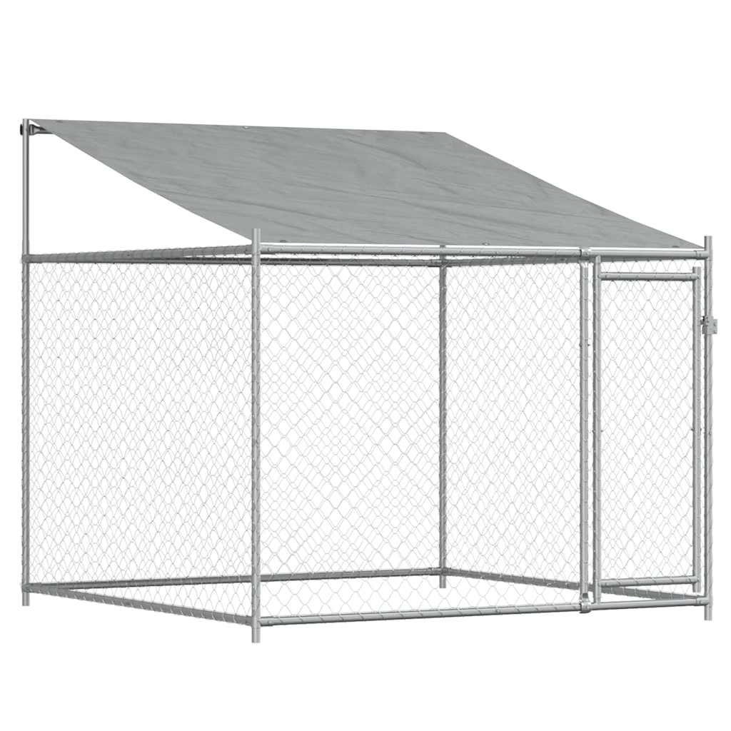 Gabbia Cani con Tetto e Porte Grigia 10x2x2 m Acciaio Zincato | homemem39