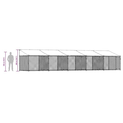 Gabbia Cani con Tetto e Porte Grigia 10x2x2 m Acciaio Zincato | homemem39