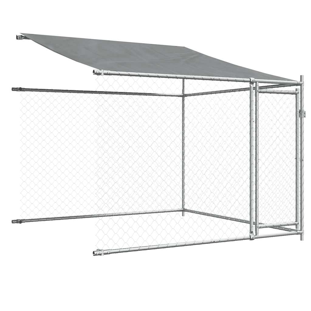 Gabbia Cani con Tetto e Porte Grigia 12x2x2 m Acciaio Zincato | homemem39