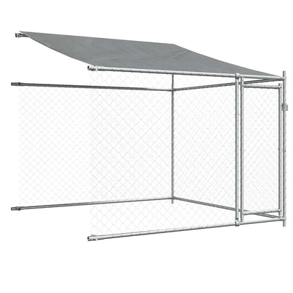 Gabbia Cani con Tetto e Porte Grigia 12x2x2 m Acciaio Zincato | homemem39