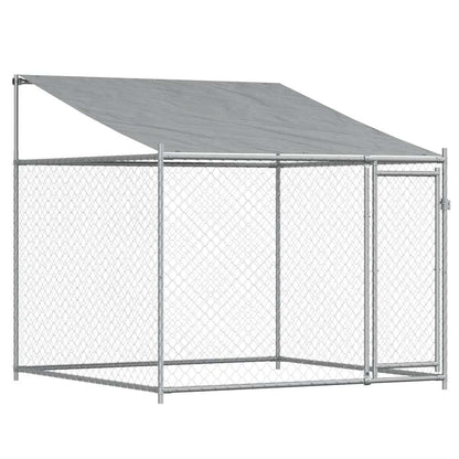 Gabbia Cani con Tetto e Porte Grigia 12x2x2 m Acciaio Zincato | homemem39