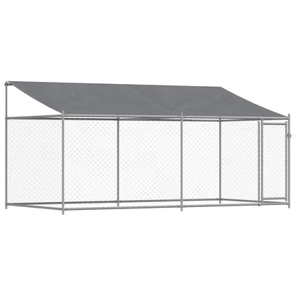 Gabbia Cani con Tetto e Porta Grigia 4x2x2 m in Acciaio Zincato | homemem39