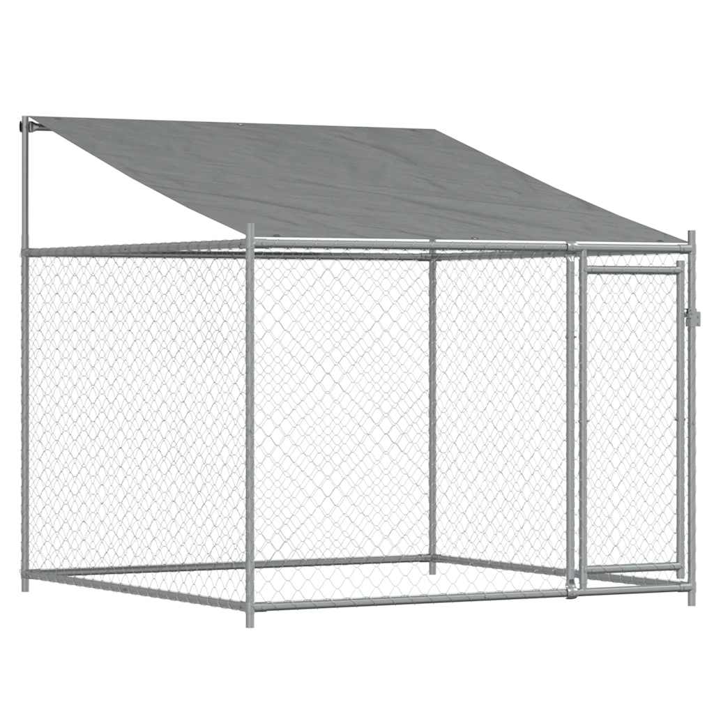 Gabbia Cani con Tetto e Porta Grigia 4x2x2 m in Acciaio Zincato | homemem39