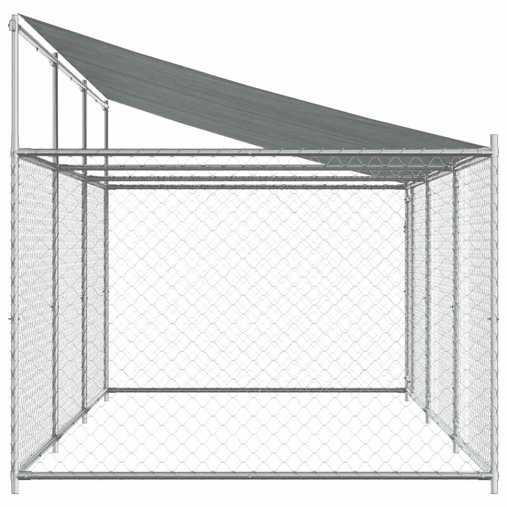 Gabbia Cani con Tetto e Porta Grigia 6x2x2 m in Acciaio Zincato | homemem39