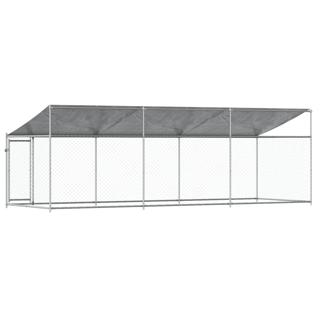 Gabbia Cani con Tetto e Porta Grigia 6x2x2 m in Acciaio Zincato | homemem39