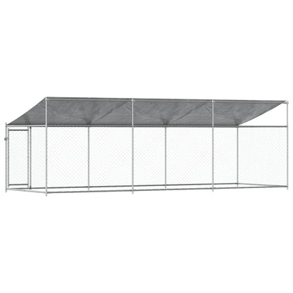 Gabbia Cani con Tetto e Porta Grigia 6x2x2 m in Acciaio Zincato | homemem39