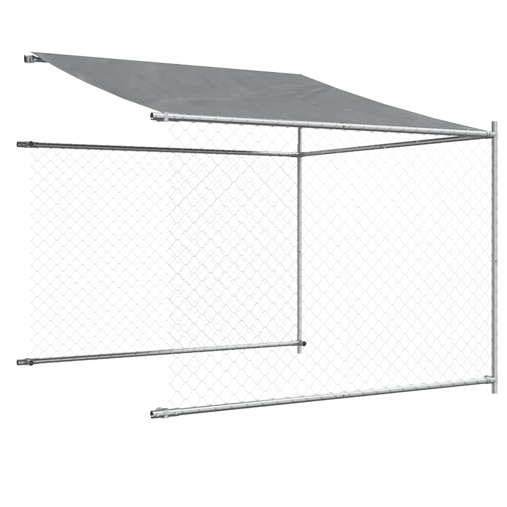 Gabbia Cani con Tetto e Porta Grigia 6x2x2 m in Acciaio Zincato | homemem39