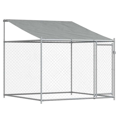 Gabbia Cani con Tetto e Porta Grigia 8x2x2 m in Acciaio Zincato | homemem39