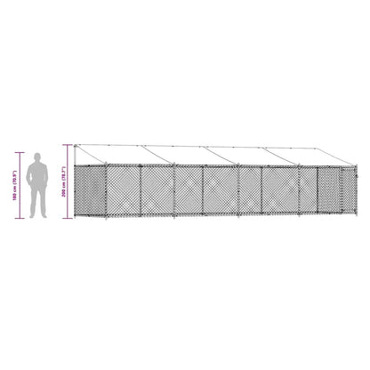Gabbia Cani con Tetto e Porta Grigia 8x2x2 m in Acciaio Zincato | homemem39