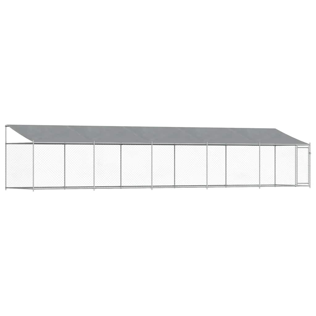 Gabbia Cani con Tetto e Porta Grigia 10x2x2 m Acciaio Zincato | homemem39