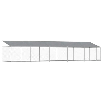 Gabbia Cani con Tetto e Porta Grigia 10x2x2 m Acciaio Zincato | homemem39