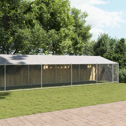 Gabbia Cani con Tetto e Porta Grigia 10x2x2 m Acciaio Zincato | homemem39