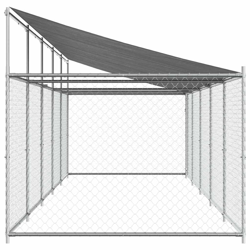Gabbia Cani con Tetto e Porta Grigia 10x2x2 m Acciaio Zincato | homemem39