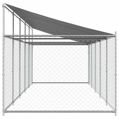 Gabbia Cani con Tetto e Porta Grigia 10x2x2 m Acciaio Zincato | homemem39