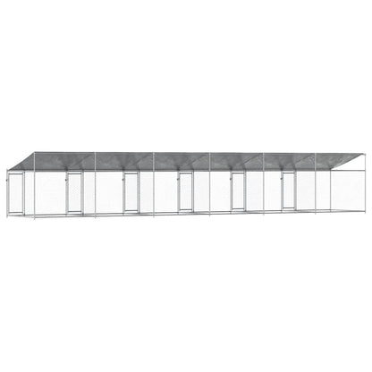 Gabbia Cani con Tetto e Porta Grigia 10x2x2 m Acciaio Zincato | homemem39