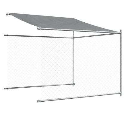 Gabbia Cani con Tetto e Porta Grigia 10x2x2 m Acciaio Zincato | homemem39