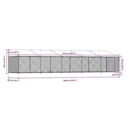 Gabbia Cani con Tetto e Porta Grigia 10x2x2 m Acciaio Zincato | homemem39