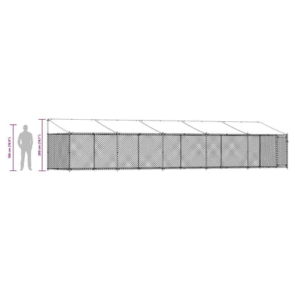 Gabbia Cani con Tetto e Porta Grigia 10x2x2 m Acciaio Zincato | homemem39
