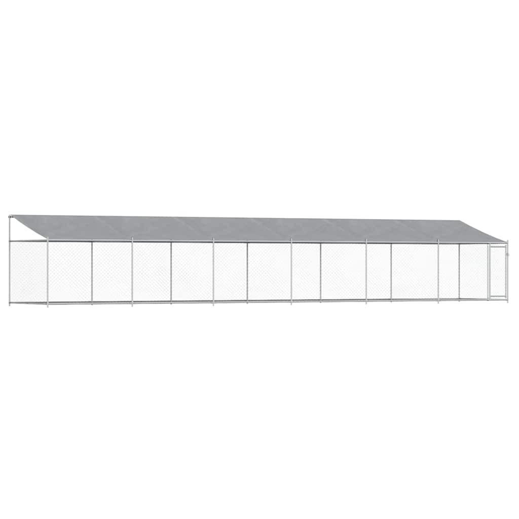 Gabbia Cani con Tetto e Porta Grigia 12x2x2 m Acciaio Zincato | homemem39
