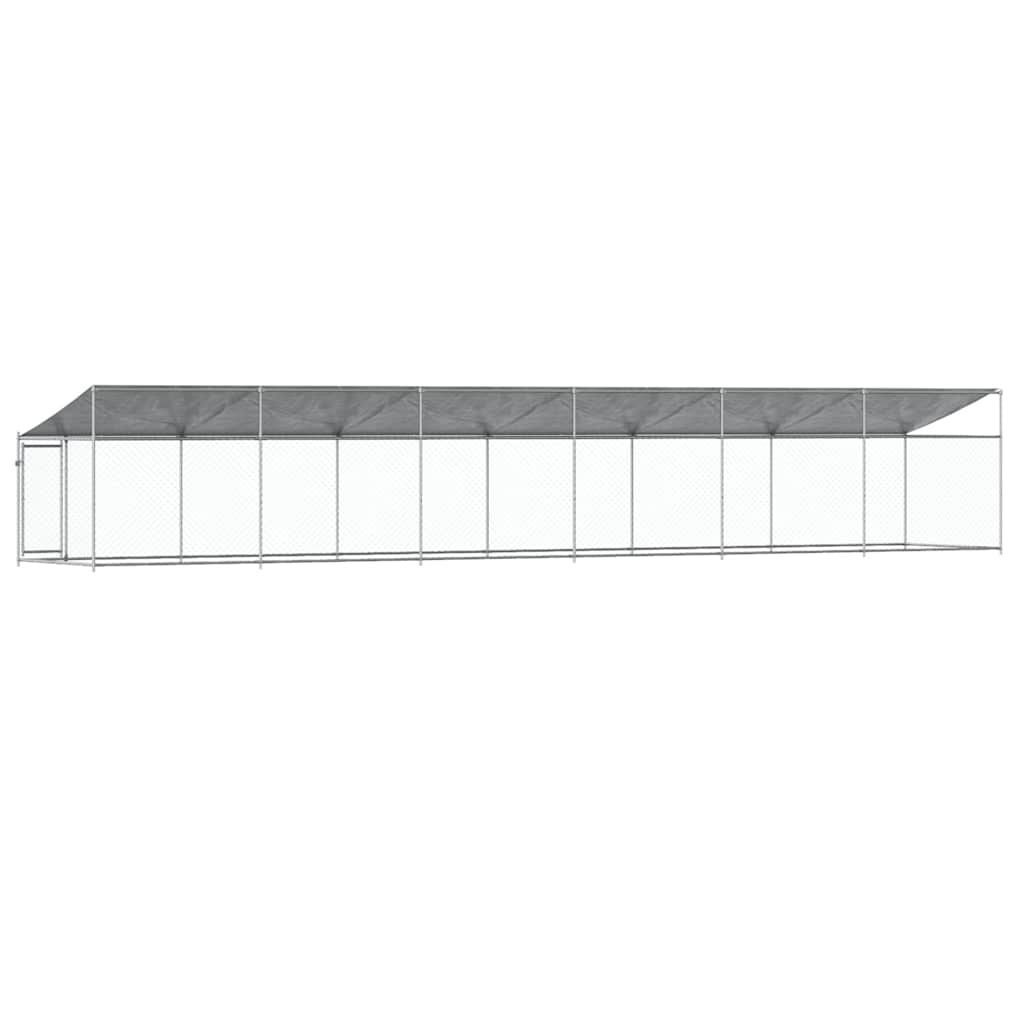 Gabbia Cani con Tetto e Porta Grigia 12x2x2 m Acciaio Zincato | homemem39