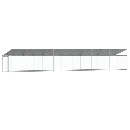 Gabbia Cani con Tetto e Porta Grigia 12x2x2 m Acciaio Zincato | homemem39