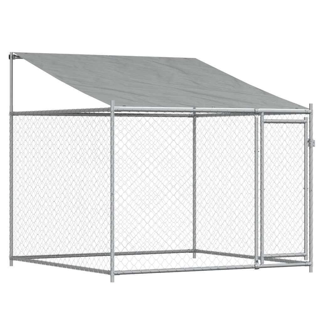 Gabbia Cani con Tetto e Porta Grigia 12x2x2 m Acciaio Zincato | homemem39