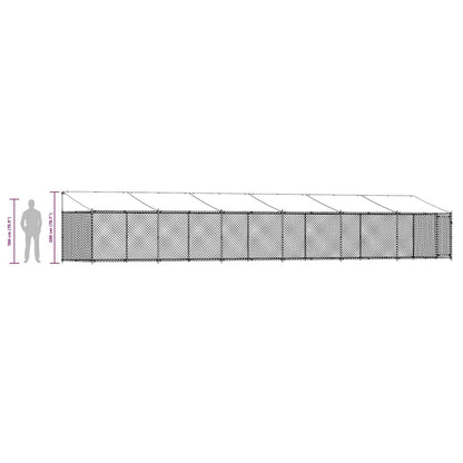 Gabbia Cani con Tetto e Porta Grigia 12x2x2 m Acciaio Zincato | homemem39