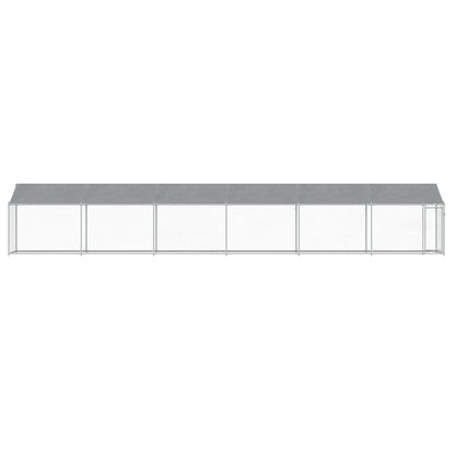 Gabbia Cani con Tetto e Porta Grigia 12x2x2 m Acciaio Zincato | homemem39