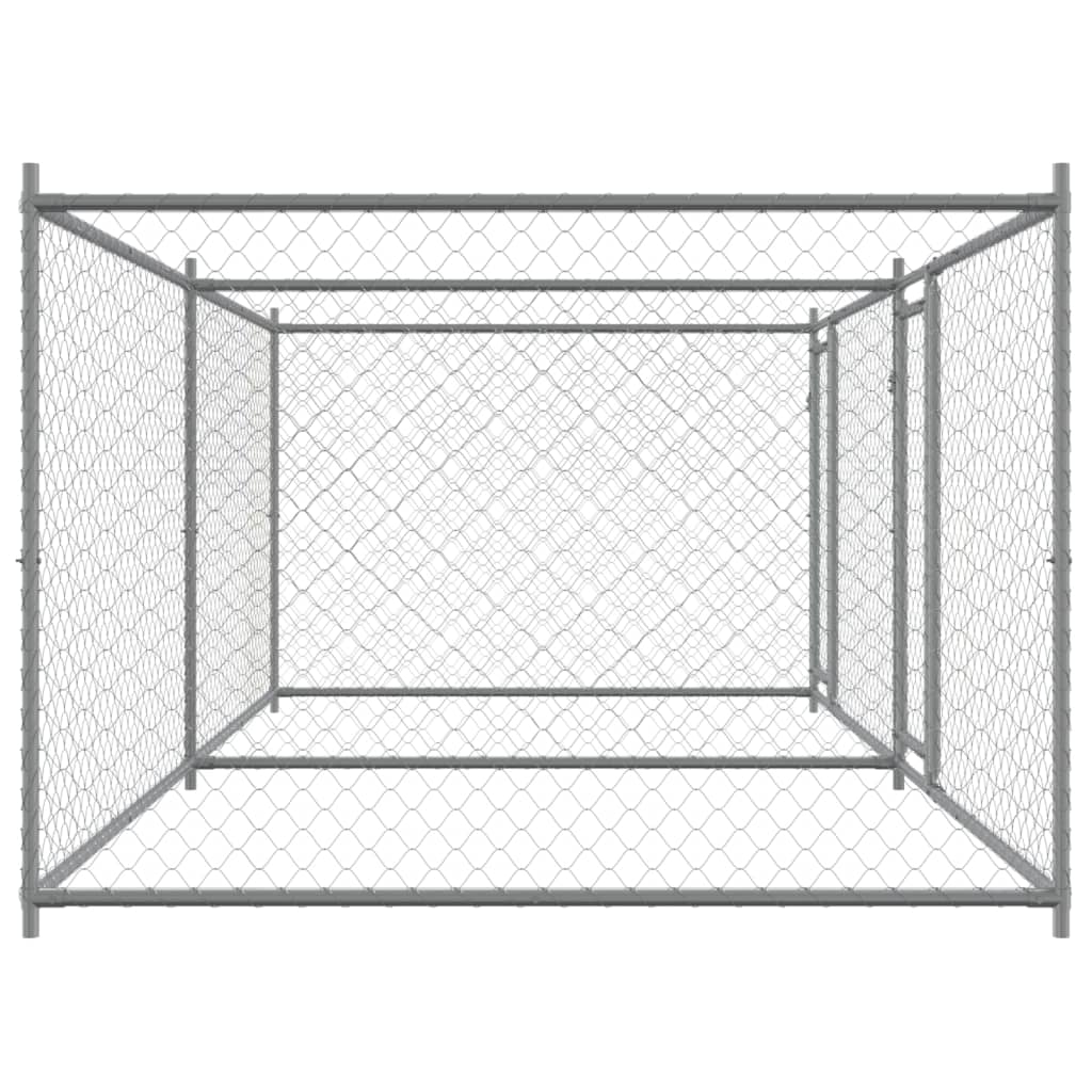 Gabbia per Cani con Porte Grigia 4x2x1,5 m in Acciaio Zincato | homemem39