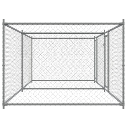 Gabbia per Cani con Porte Grigia 4x2x1,5 m in Acciaio Zincato | homemem39