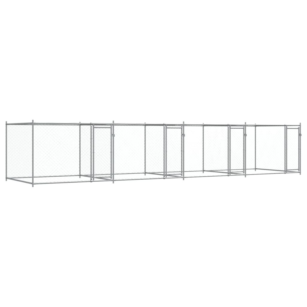 Gabbia per Cani con Porte Grigia 8x2x1,5 m in Acciaio Zincato | homemem39