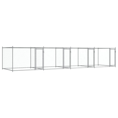 Gabbia per Cani con Porte Grigia 8x2x1,5 m in Acciaio Zincato | homemem39