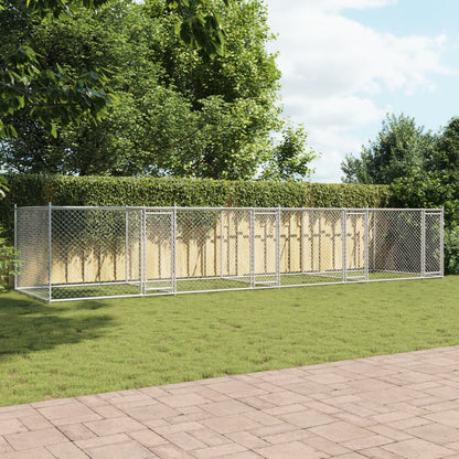 Gabbia per Cani con Porte Grigia 8x2x1,5 m in Acciaio Zincato | homemem39