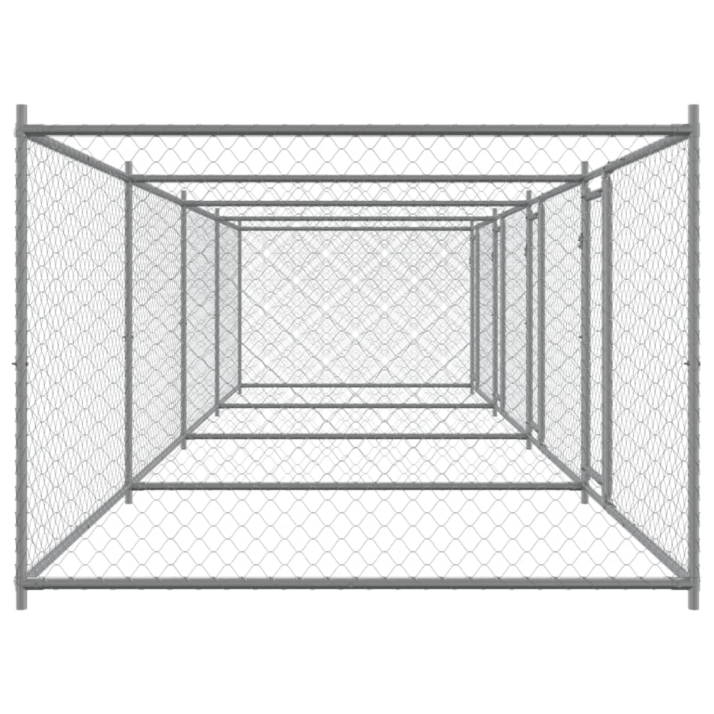 Gabbia per Cani con Porte Grigia 8x2x1,5 m in Acciaio Zincato | homemem39