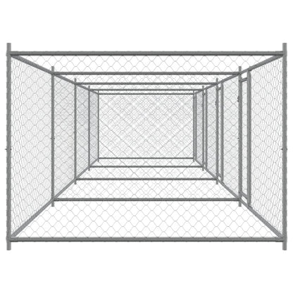 Gabbia per Cani con Porte Grigia 8x2x1,5 m in Acciaio Zincato | homemem39