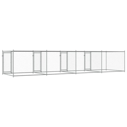 Gabbia per Cani con Porte Grigia 8x2x1,5 m in Acciaio Zincato | homemem39