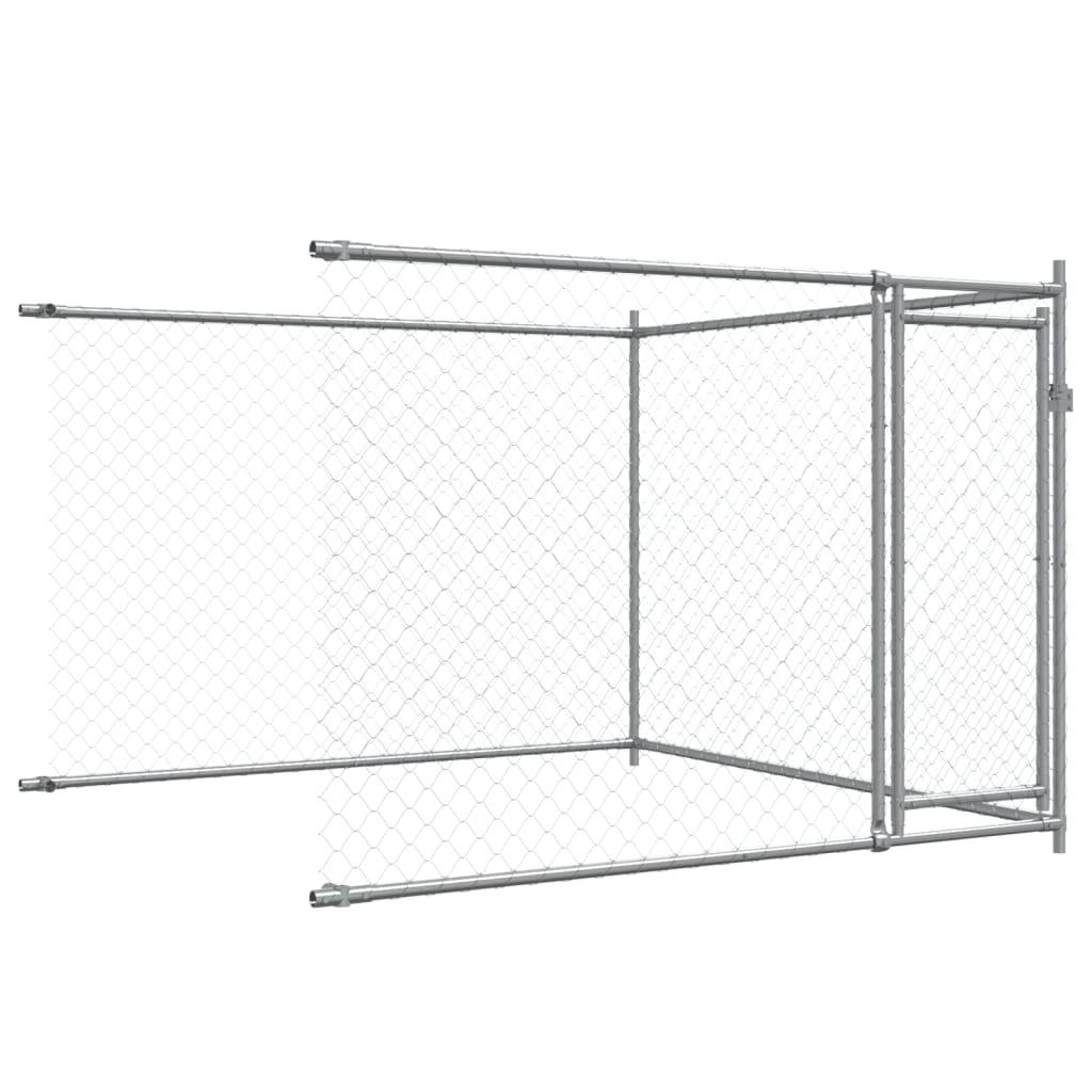 Gabbia per Cani con Porte Grigia 8x2x1,5 m in Acciaio Zincato | homemem39