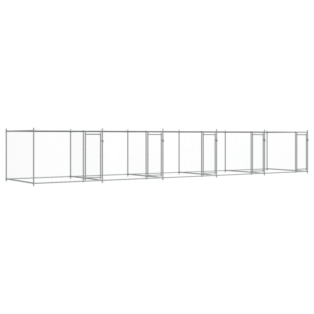 Gabbia per Cani con Porte Grigia 10x2x1,5 m in Acciaio Zincato | homemem39