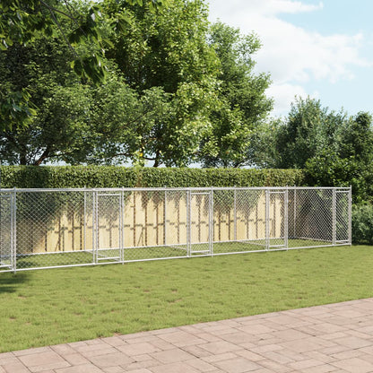 Gabbia per Cani con Porte Grigia 10x2x1,5 m in Acciaio Zincato | homemem39