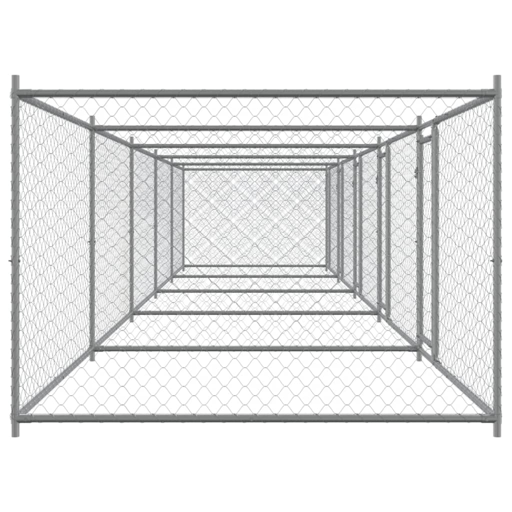 Gabbia per Cani con Porte Grigia 10x2x1,5 m in Acciaio Zincato | homemem39