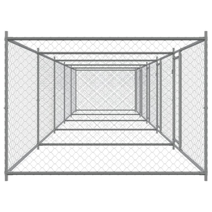 Gabbia per Cani con Porte Grigia 10x2x1,5 m in Acciaio Zincato | homemem39