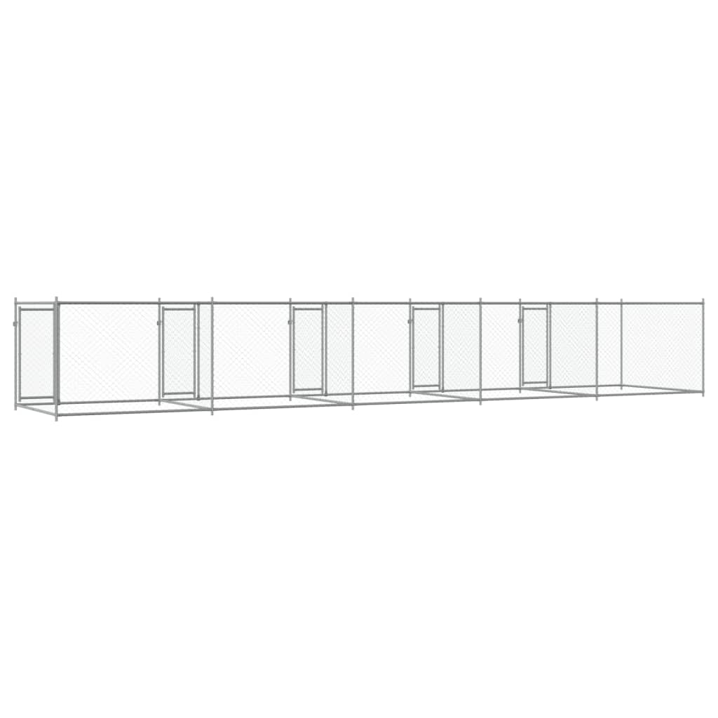 Gabbia per Cani con Porte Grigia 10x2x1,5 m in Acciaio Zincato | homemem39