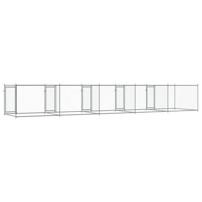 Gabbia per Cani con Porte Grigia 10x2x1,5 m in Acciaio Zincato | homemem39