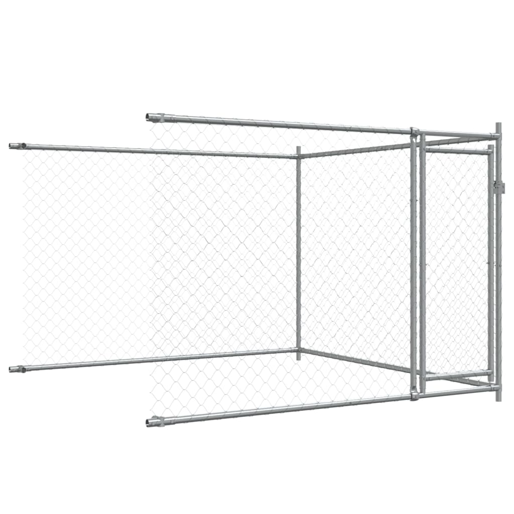 Gabbia per Cani con Porte Grigia 10x2x1,5 m in Acciaio Zincato | homemem39