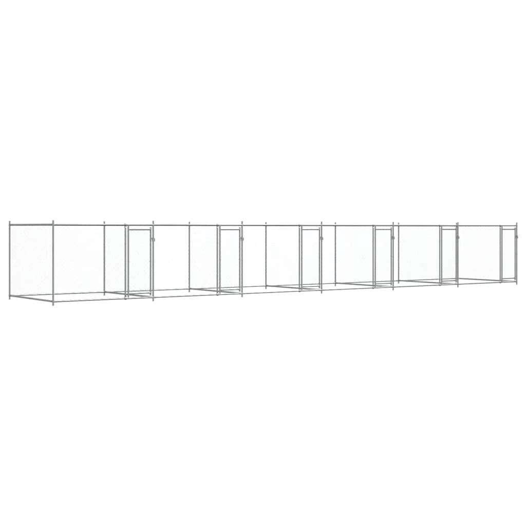 Gabbia per Cani con Porte Grigia 12x2x1,5 m in Acciaio Zincato | homemem39