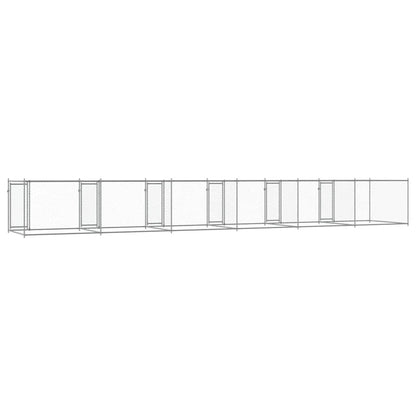 Gabbia per Cani con Porte Grigia 12x2x1,5 m in Acciaio Zincato | homemem39